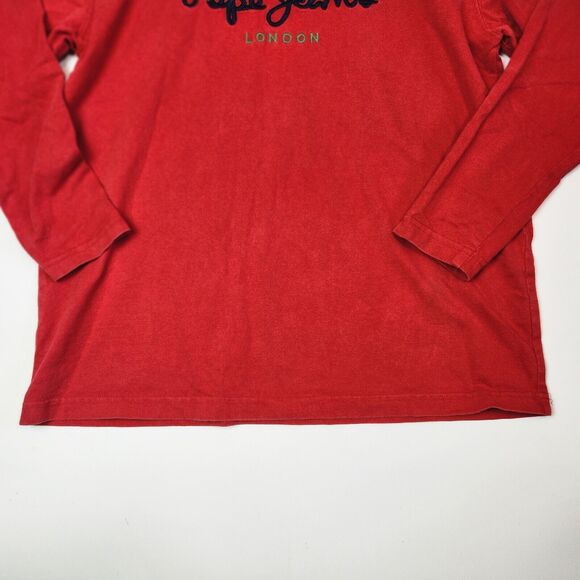 Vtg Pepe Jeans Shirt Mens M Red Long Sleeve Shirt London 100% Y2k Shirt‎ - Picture 5 of 7